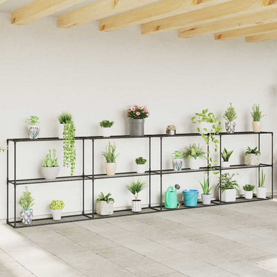 3-etagers planteholder Sort 400 x 32 x 104 cm Stål