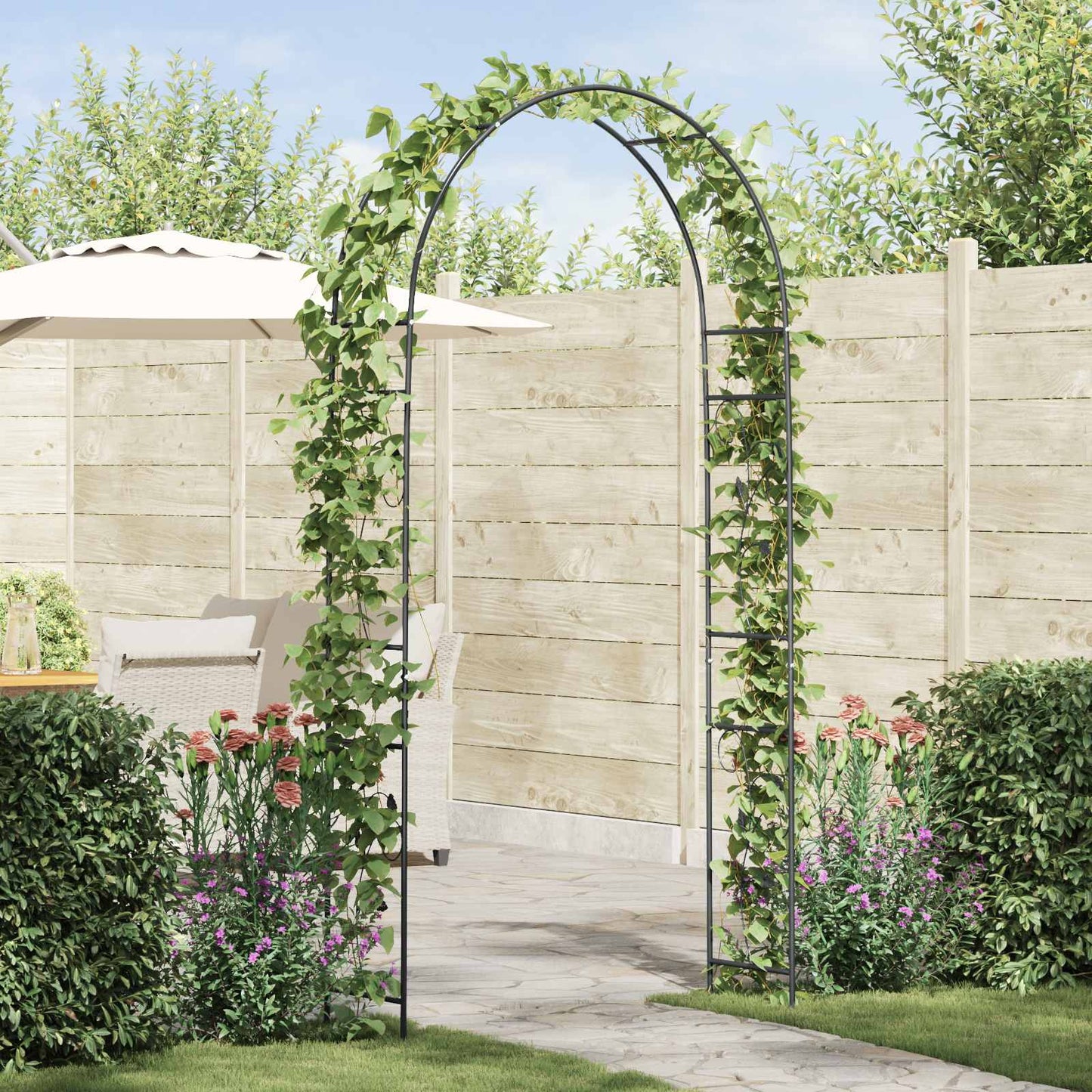 Havebue Blomstret Sort 115 x 37 x 231 cm