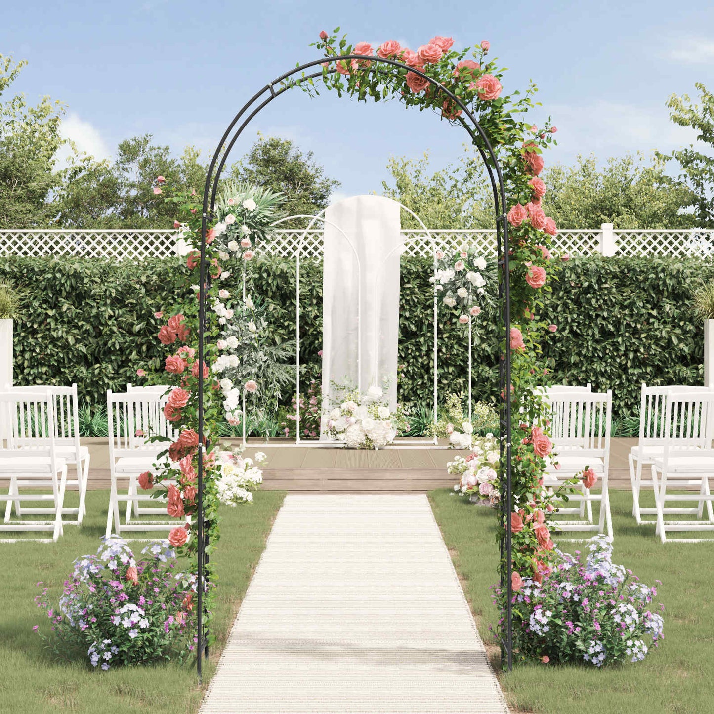 Havebue Blomstret Sort 115 x 37 x 231 cm