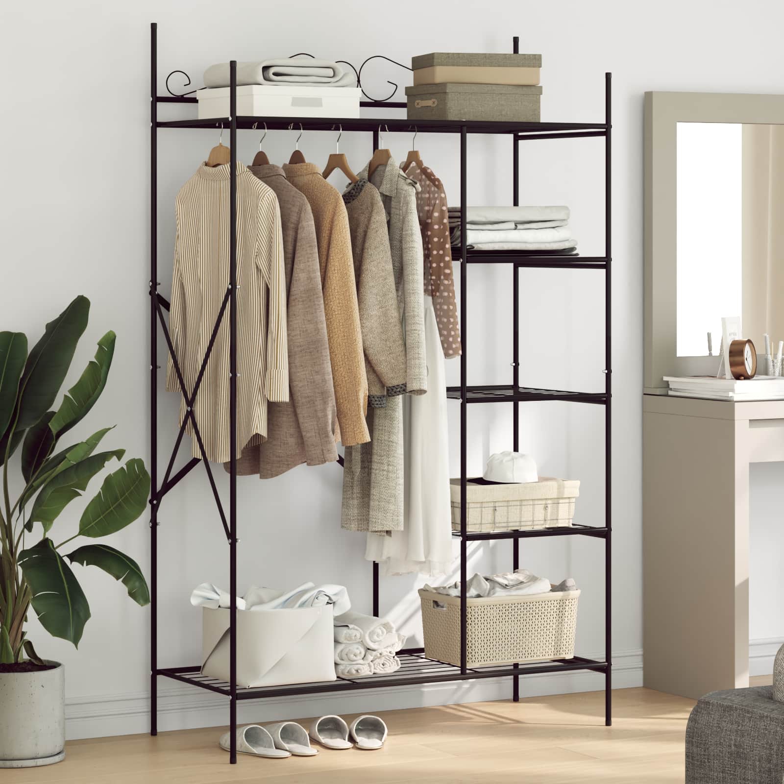 Åben Garderobe med hylde Sort 104,5 x 45 x 172 cm Stål billede