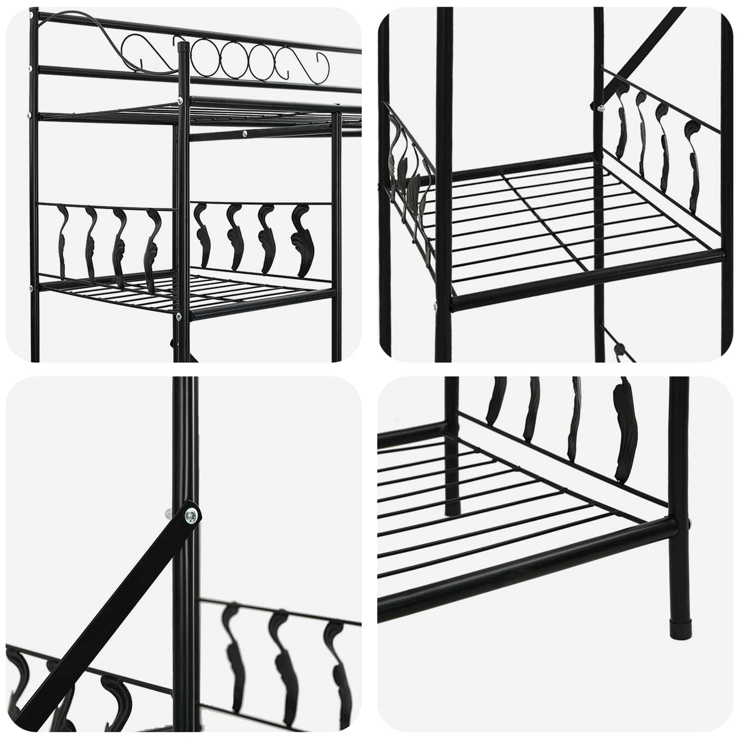 Åben Garderobe med hylde Sort 101 x 43 x 188 cm Stål