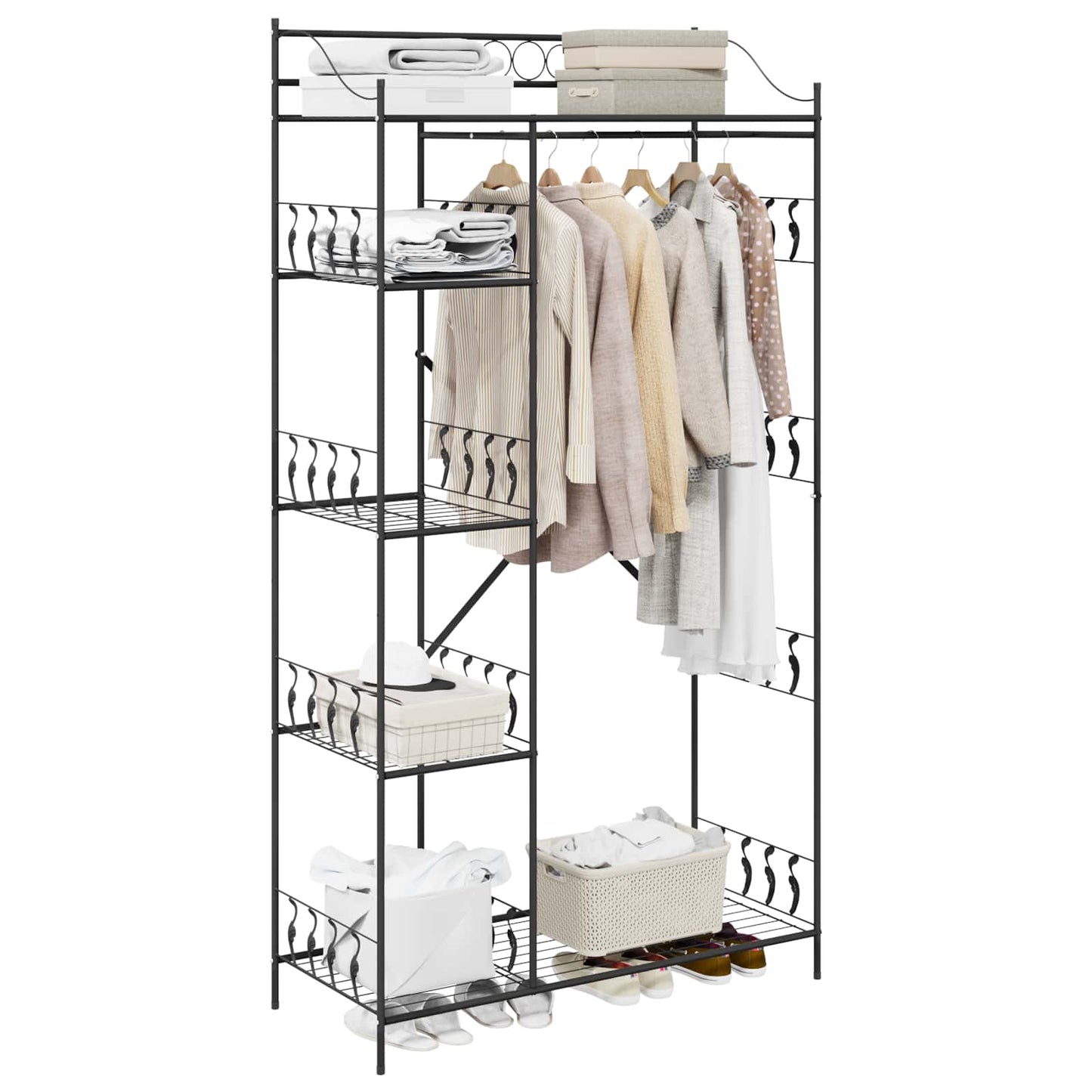 Åben Garderobe med hylde Sort 101 x 43 x 188 cm Stål