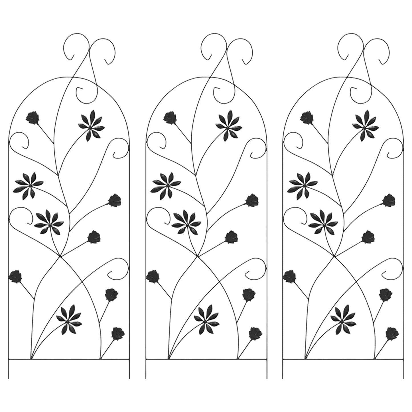 Havehegn med lås 3 pcs Sort 112 x 39,5 cm Stål