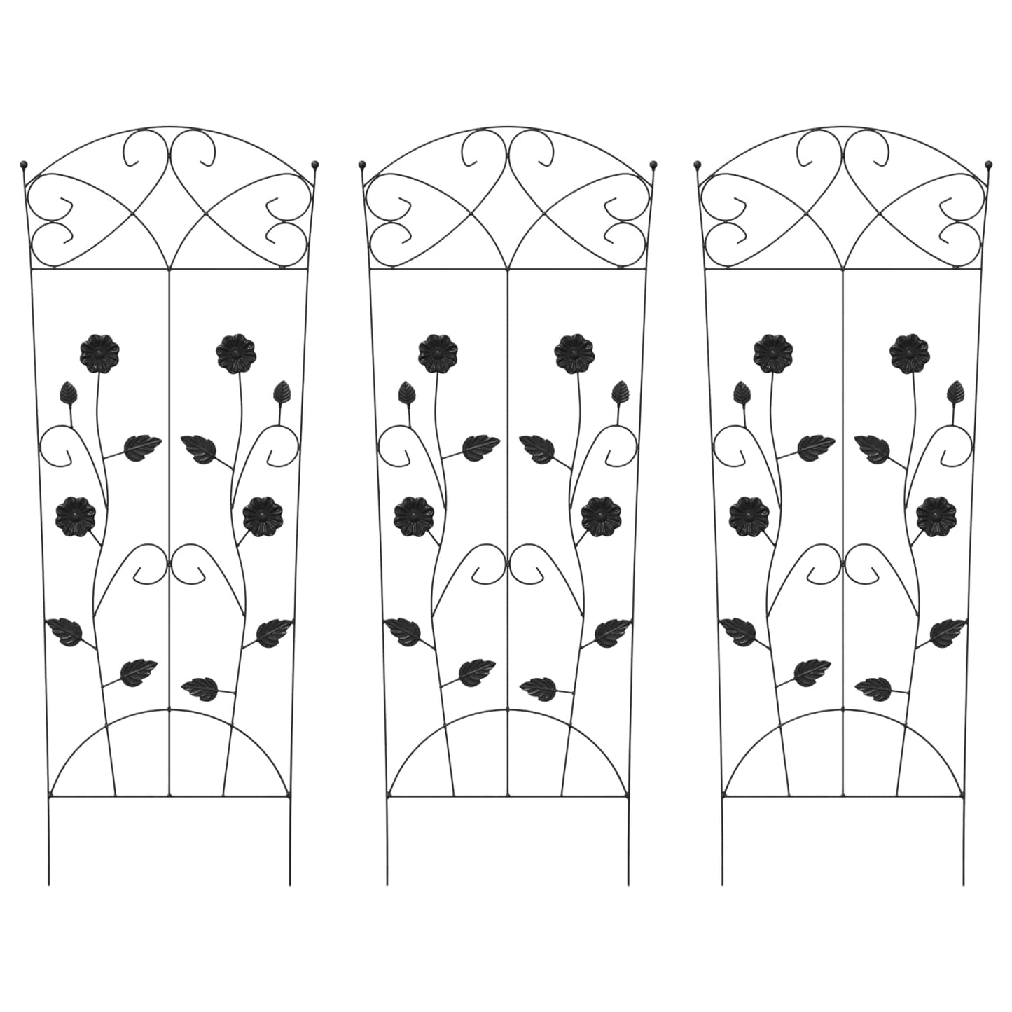 Havehegn 3 pcs Sort 110,5 x 42,5 cm Stål