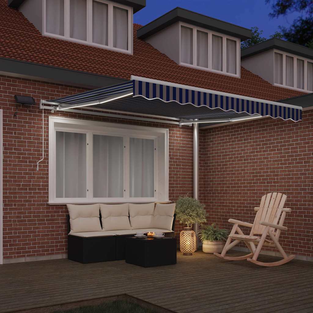 Utrækkelig Markise Blå og Hvid 350 x 250 cm