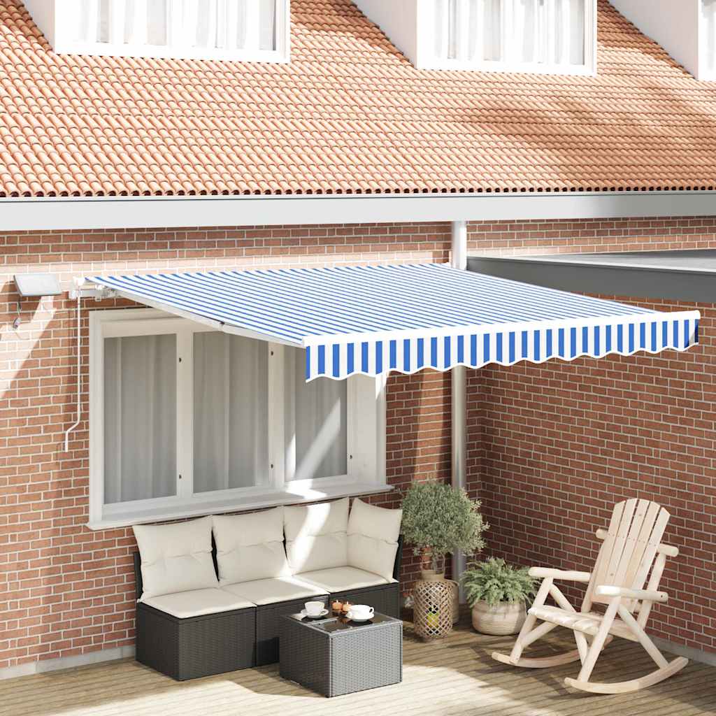 Utrækkelig Markise Blå og Hvid 350 x 250 cm