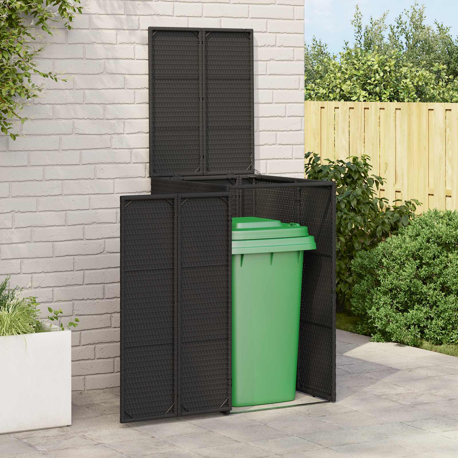 Affaldsbin boks - sort polyethylen 65 × 80 × 115 cm