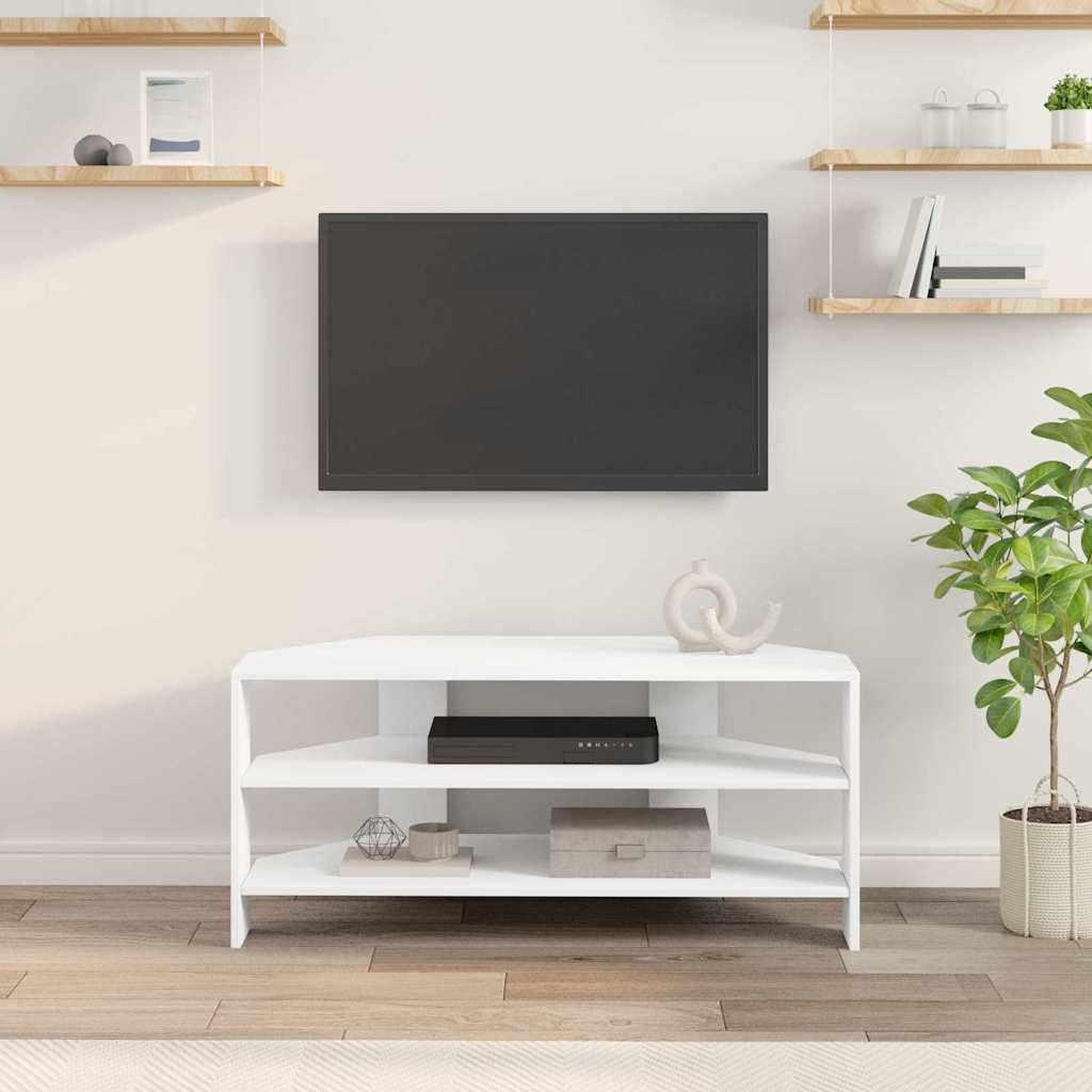 HjørneTVskab 102x40,5x45cm Hvid Konstrueret træ
