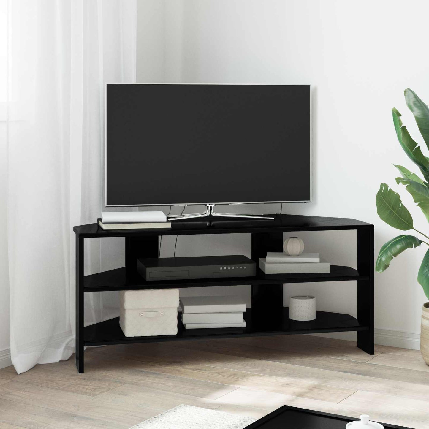 HjørneTVskab Sort 102x40,5x45cm Konstrueret træ