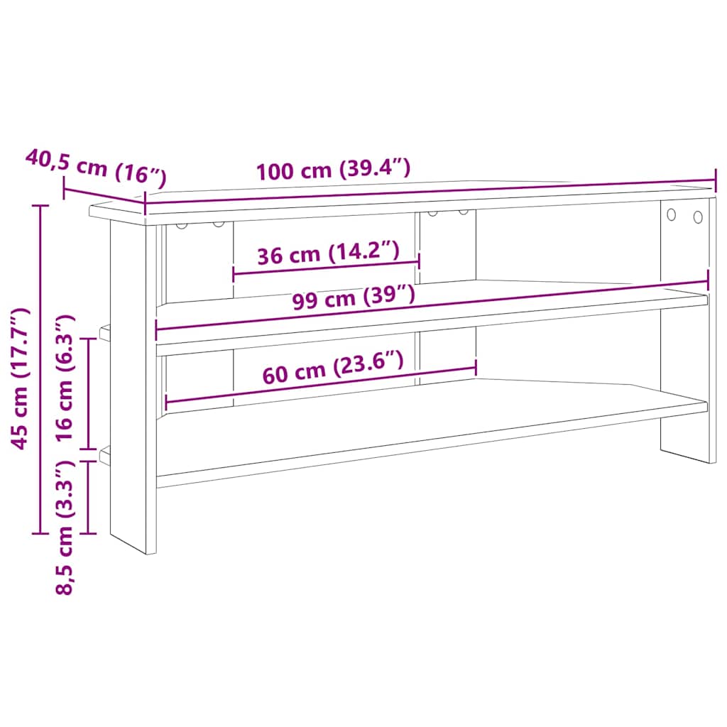 HjørneTVskab 102x40,5x45cm Sonoma eg Konstrueret træ