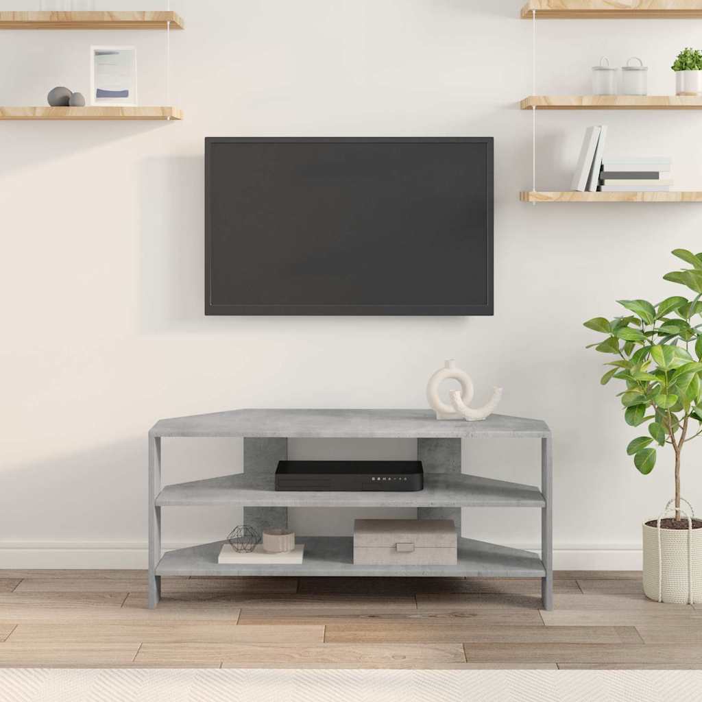 HjørneTVskab Beton Grå 102x40,5x45cm Konstrueret træ