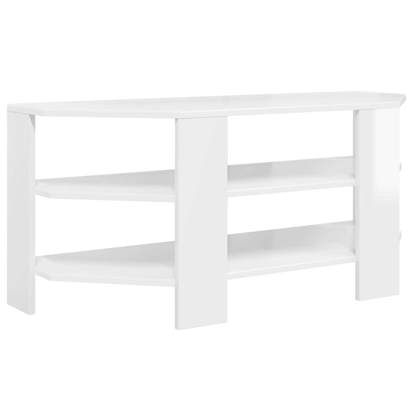 HjørneTVskab Højglans Hvid 102x40,5x45cm Konstrueret træ