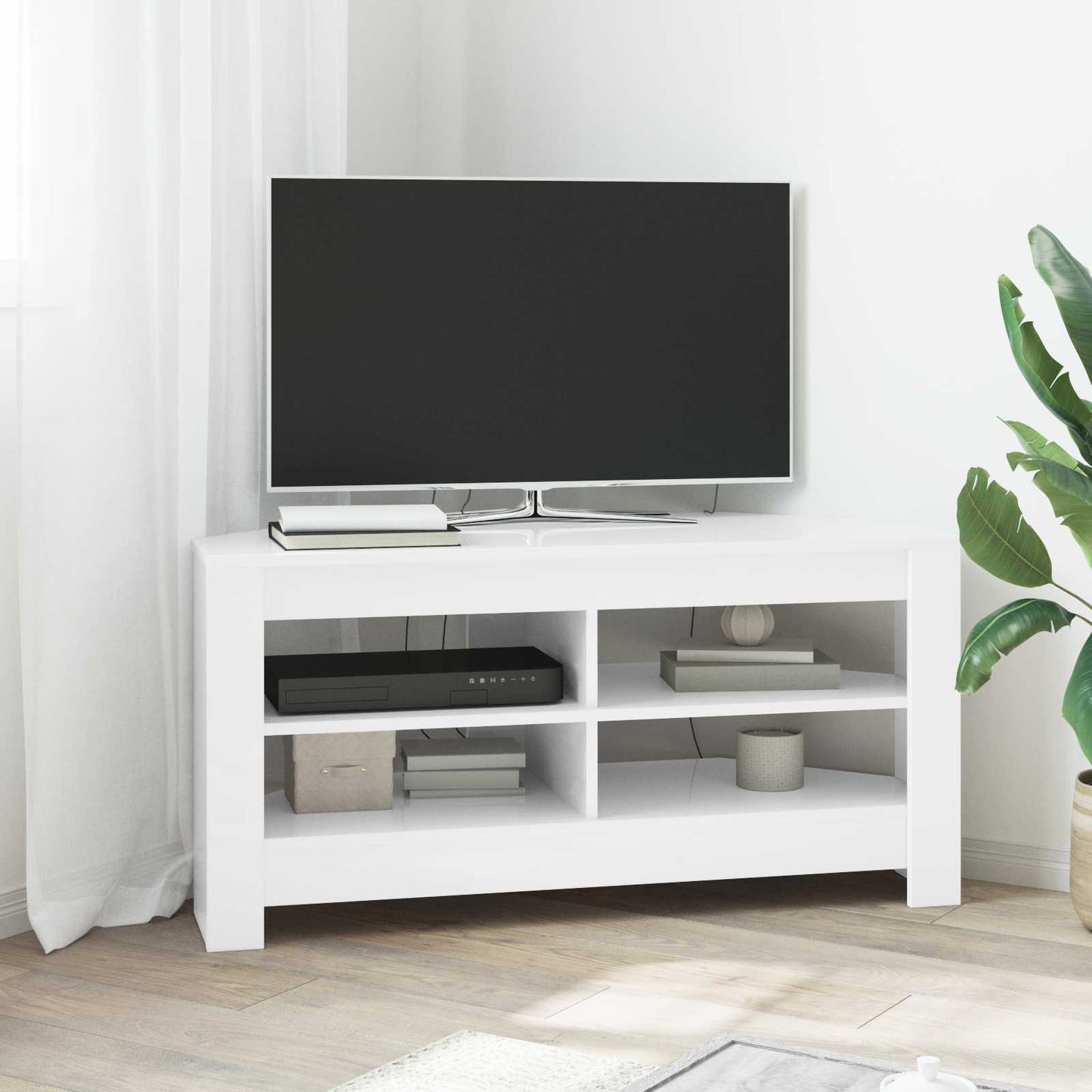 HjørneTVskab Hvid 102 x 40,5 x 45 cm Konstrueret træ