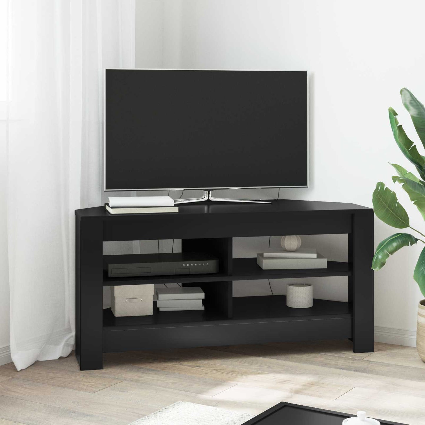 HjørneTVskab Sort 102 x 40,5 x 45 cm Konstrueret træ