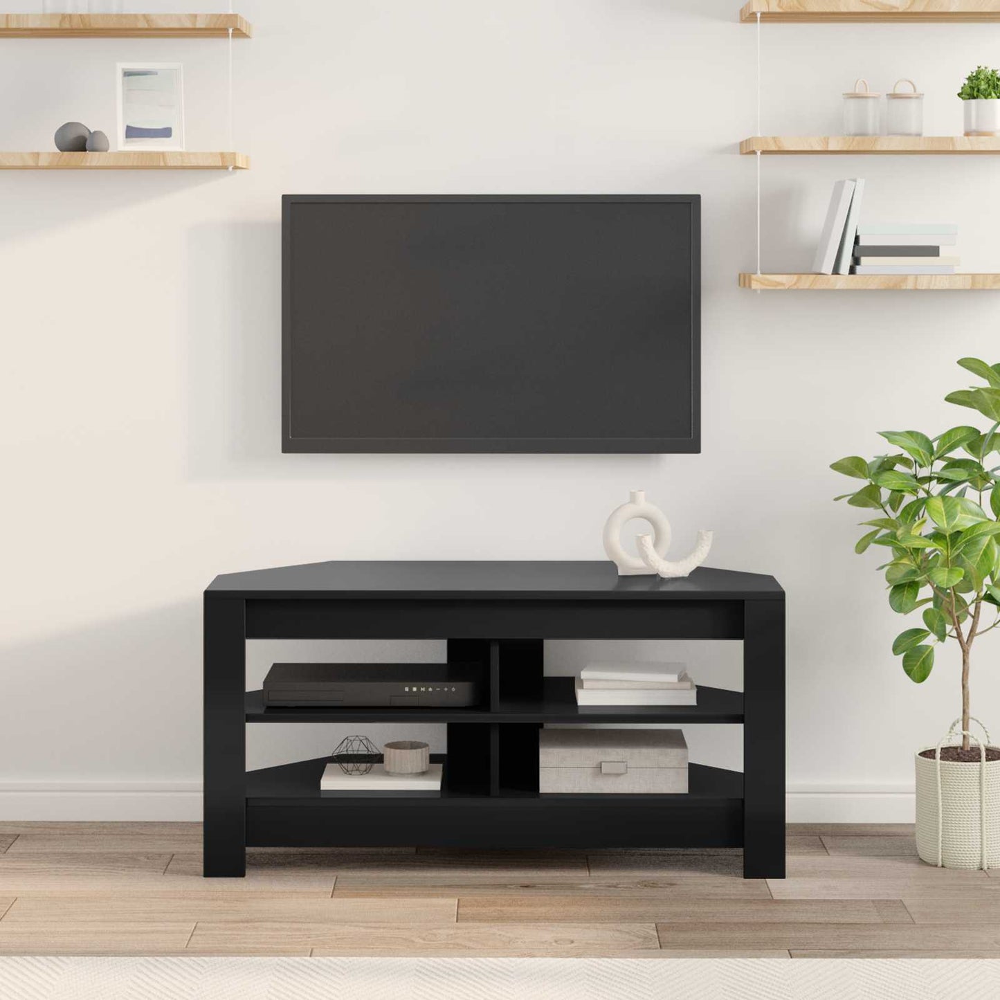 HjørneTVskab Sort 102 x 40,5 x 45 cm Konstrueret træ