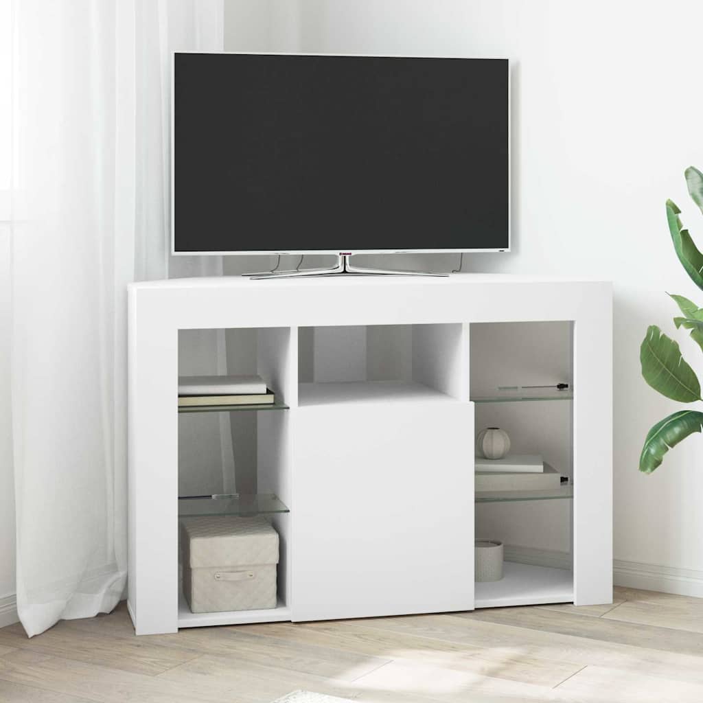 Hjørne LED TV Skab Vægmonteret Hvid 100x40x68cm Konstrueret træ