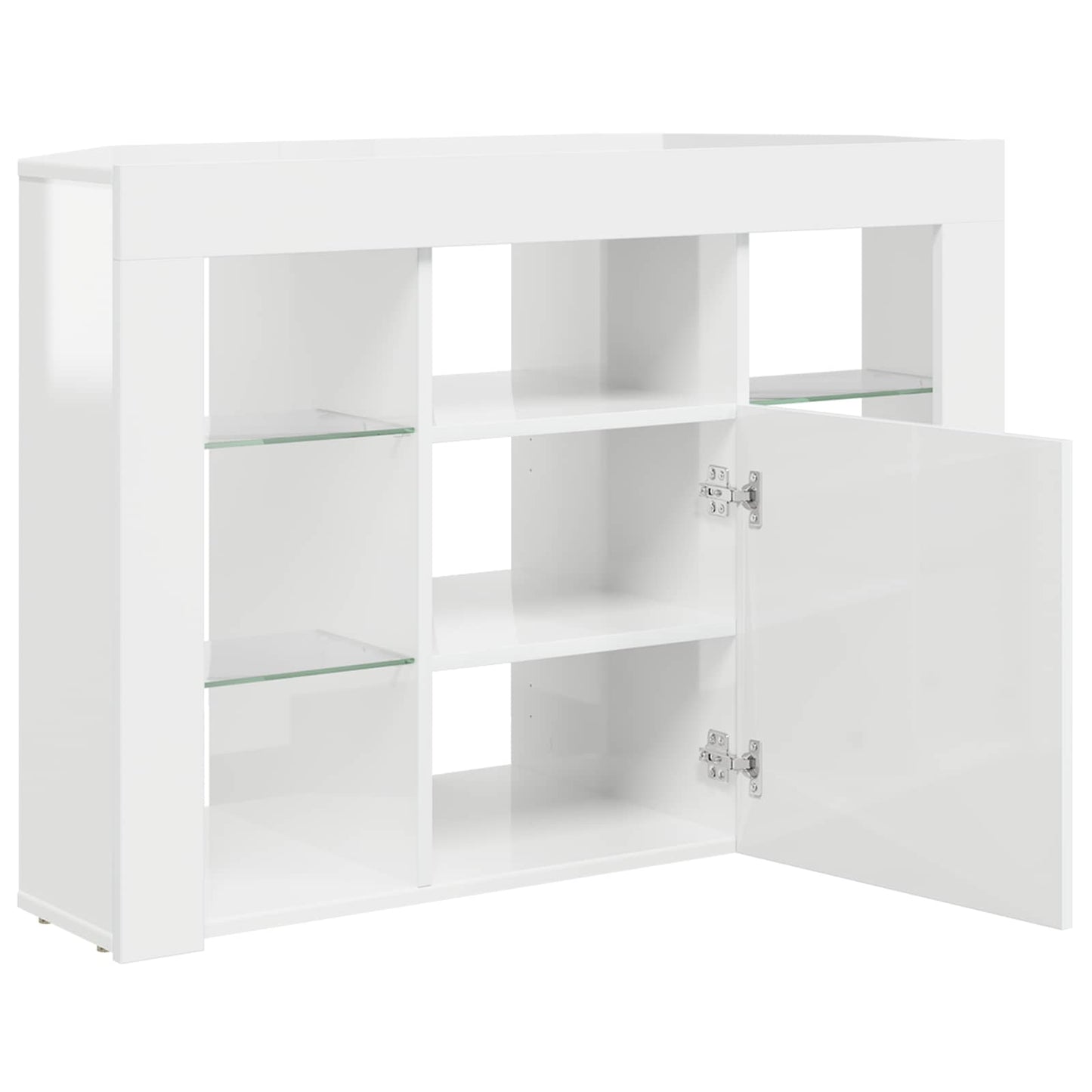 Hjørne LED TV Skab Højglans Hvid 100x40x68cm Konstrueret træ