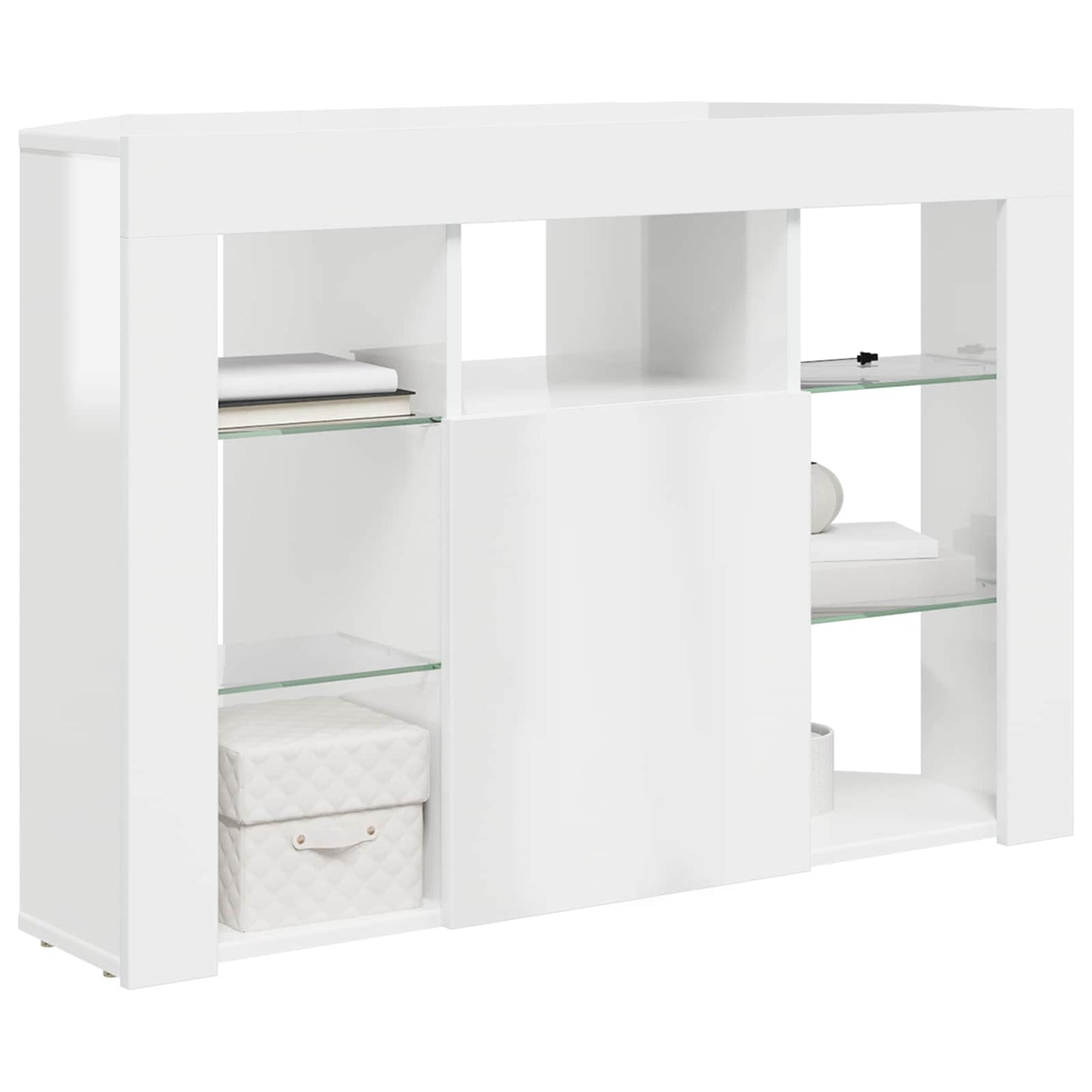 Hjørne LED TV Skab Højglans Hvid 100x40x68cm Konstrueret træ