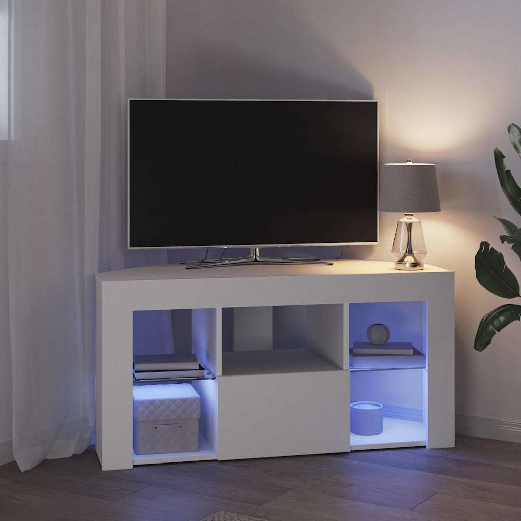 Hjørne LED TV Skab Hvid 100 x 40 x 50 cm Konstrueret træ