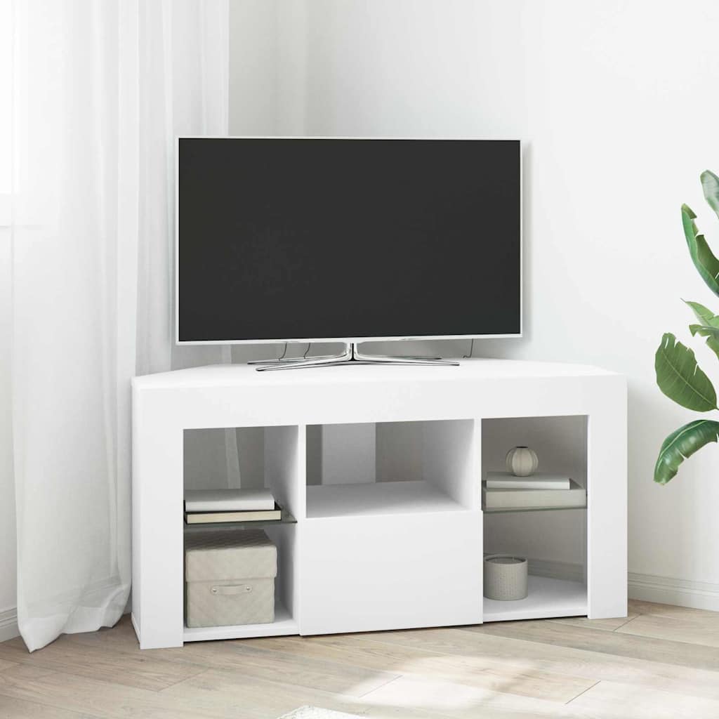 Hjørne LED TV Skab Hvid 100 x 40 x 50 cm Konstrueret træ