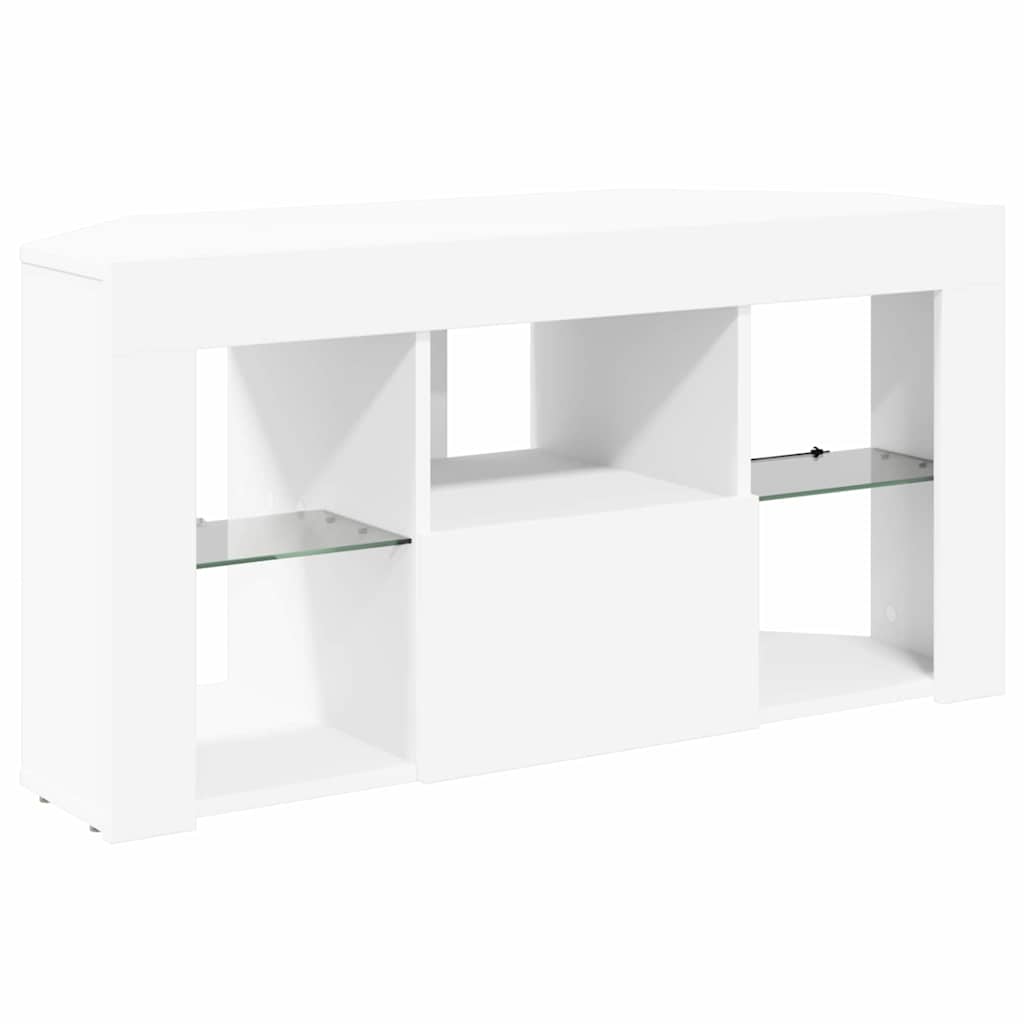 Hjørne LED TV Skab Hvid 100 x 40 x 50 cm Konstrueret træ