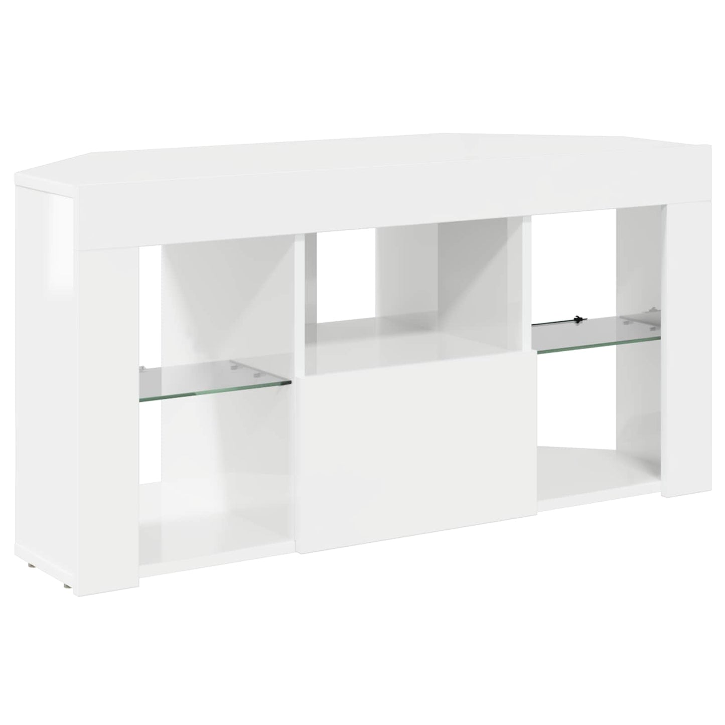 Hjørne LED TV Skab Vægmonteret Højglans Hvid 100 x 40 x 50 cm