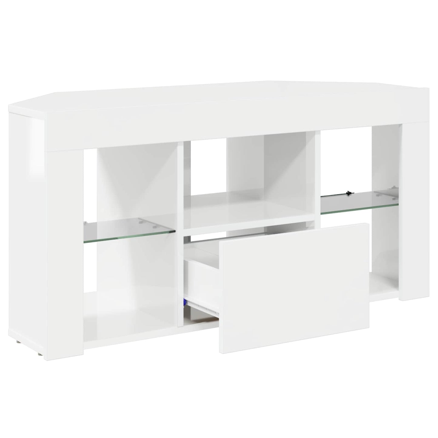 Hjørne LED TV Skab Vægmonteret Højglans Hvid 100 x 40 x 50 cm