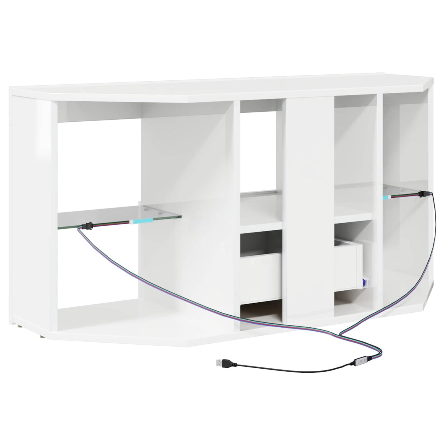 Hjørne LED TV Skab Vægmonteret Højglans Hvid 100 x 40 x 50 cm