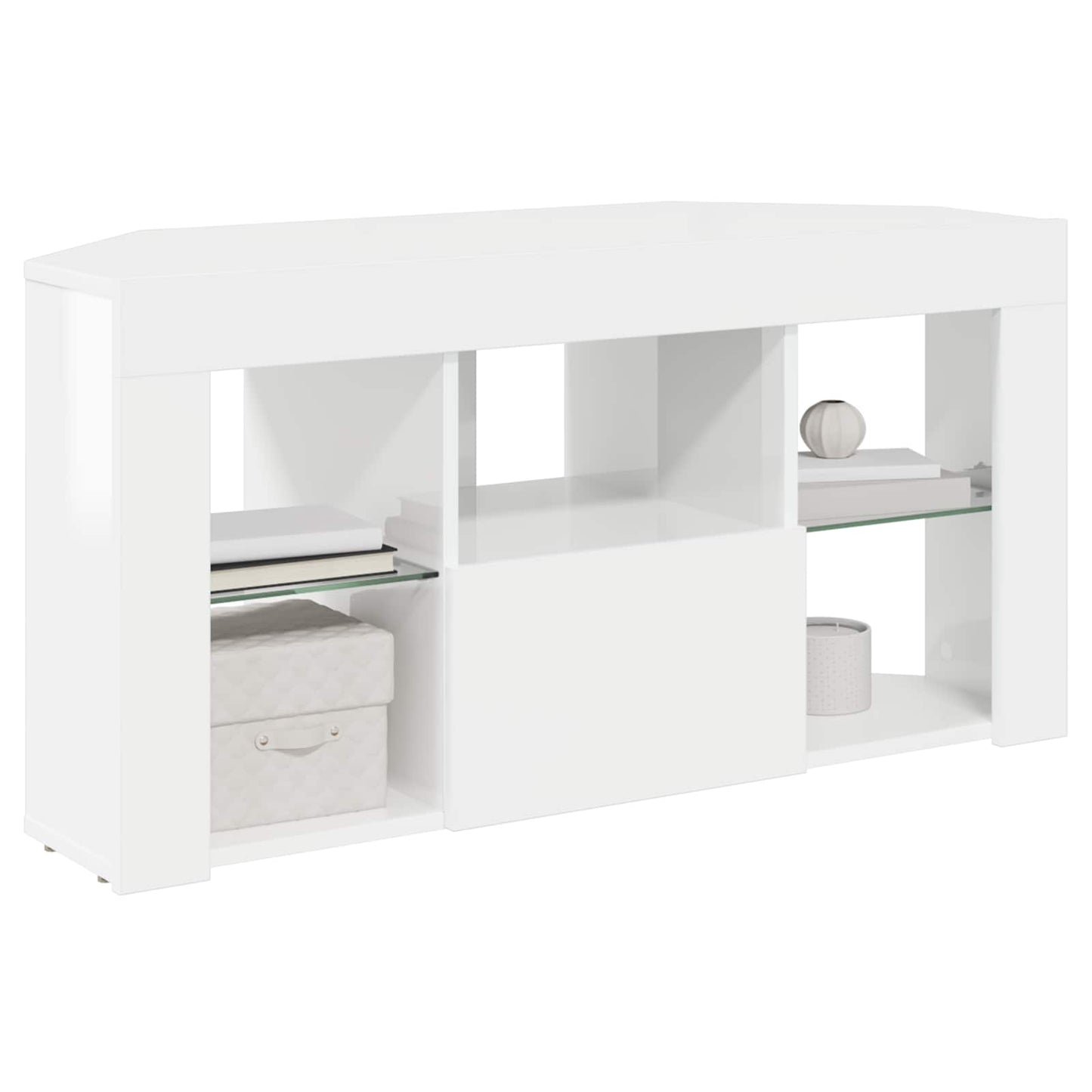 Hjørne LED TV Skab Vægmonteret Højglans Hvid 100 x 40 x 50 cm