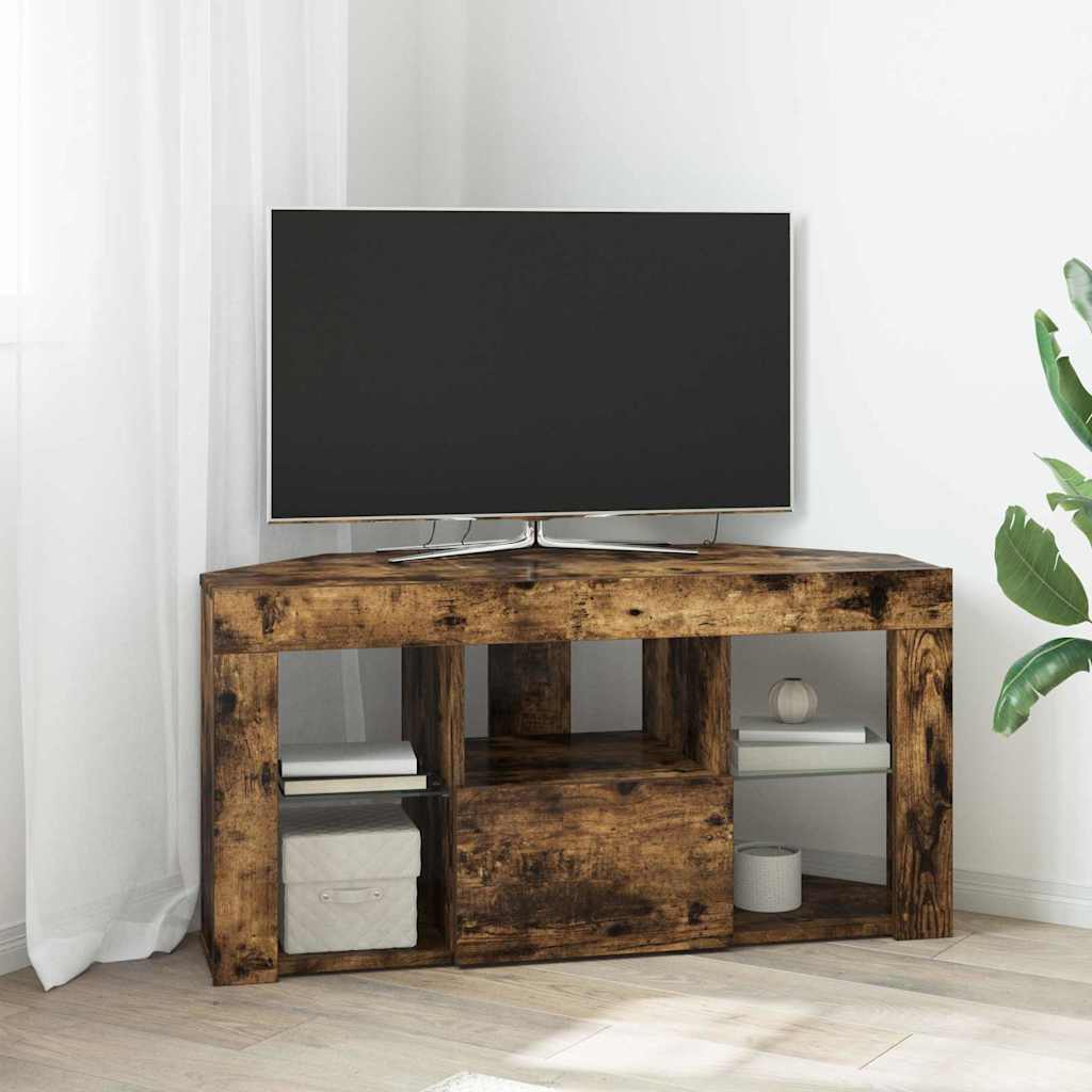 Hjørne LED TV Skab 100 x 40 x 50 cm Røget eg Konstrueret træ
