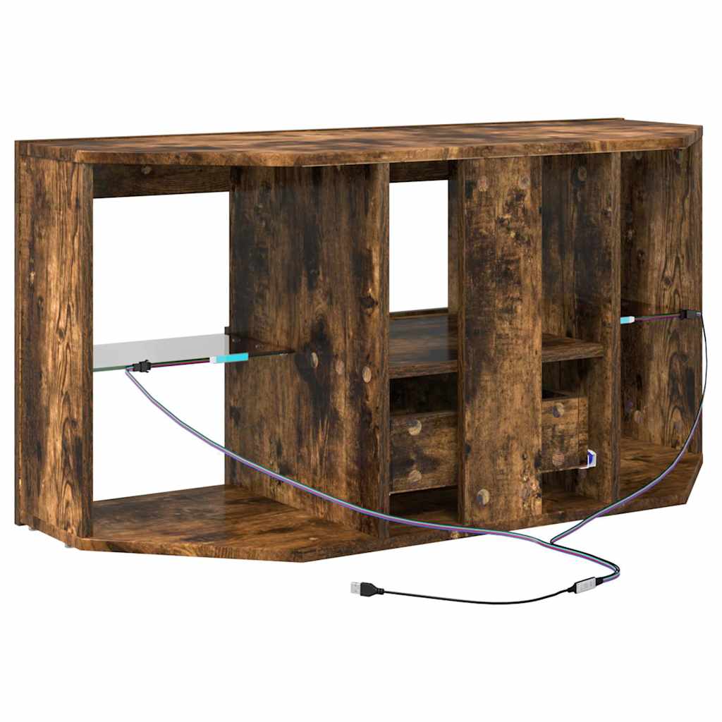 Hjørne LED TV Skab 100 x 40 x 50 cm Røget eg Konstrueret træ