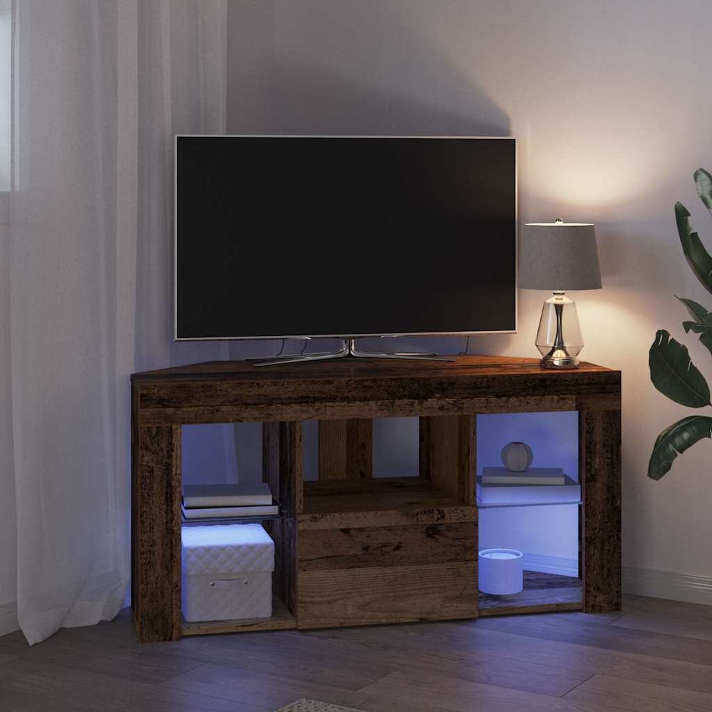 Hjørne LED TV Skab 100 x 40 x 50 cm Gammelt træ Konstrueret træ