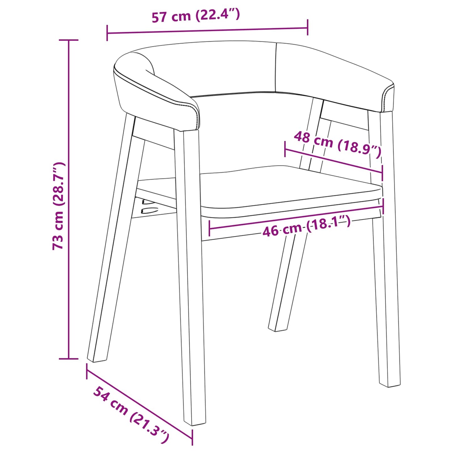 Spisestole 2 pcs Hvid 54 x 57 x 73 cm Massiv Gummitræ