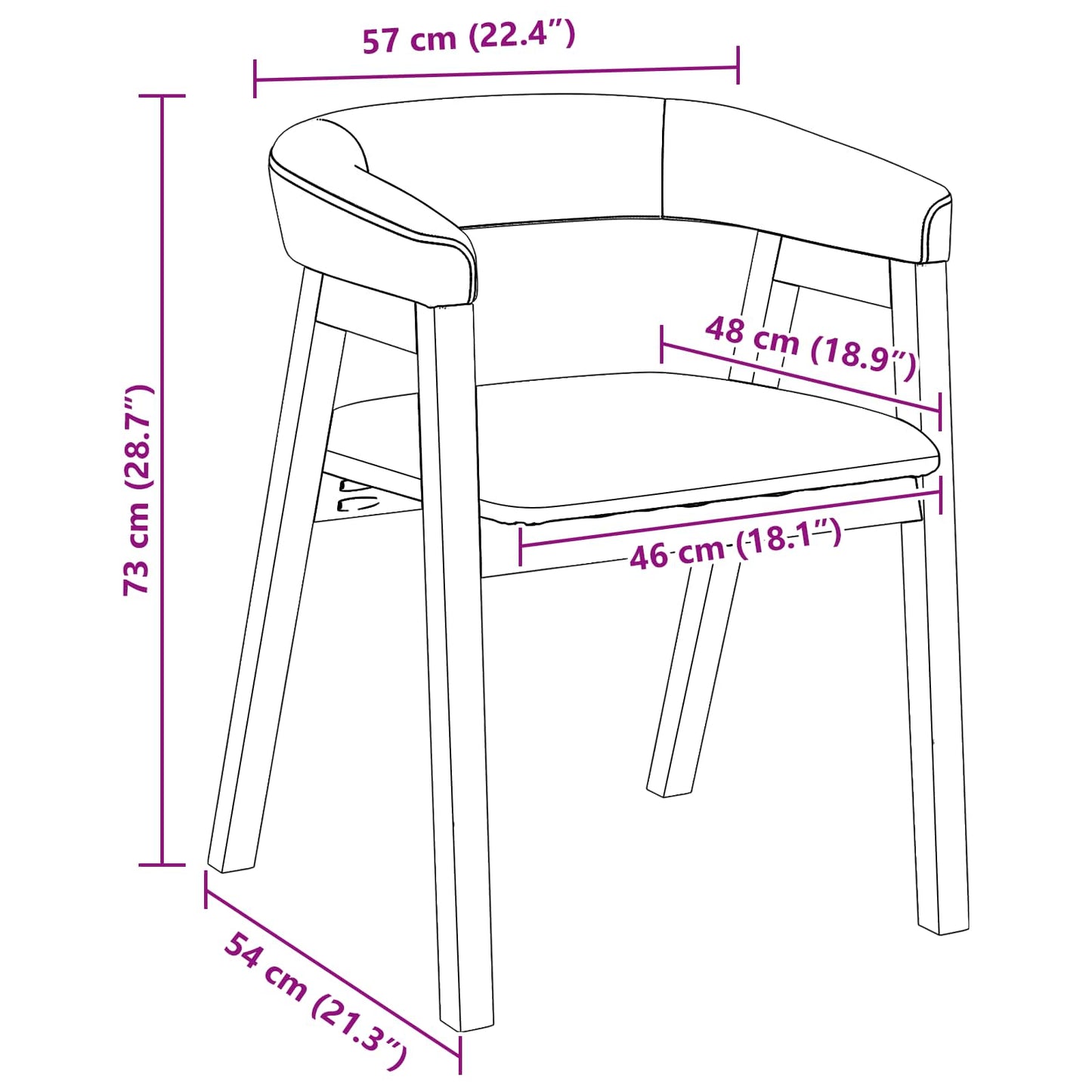 Spisestole 2 pcs Hvid 54 x 57 x 73 cm Massiv Gummitræ