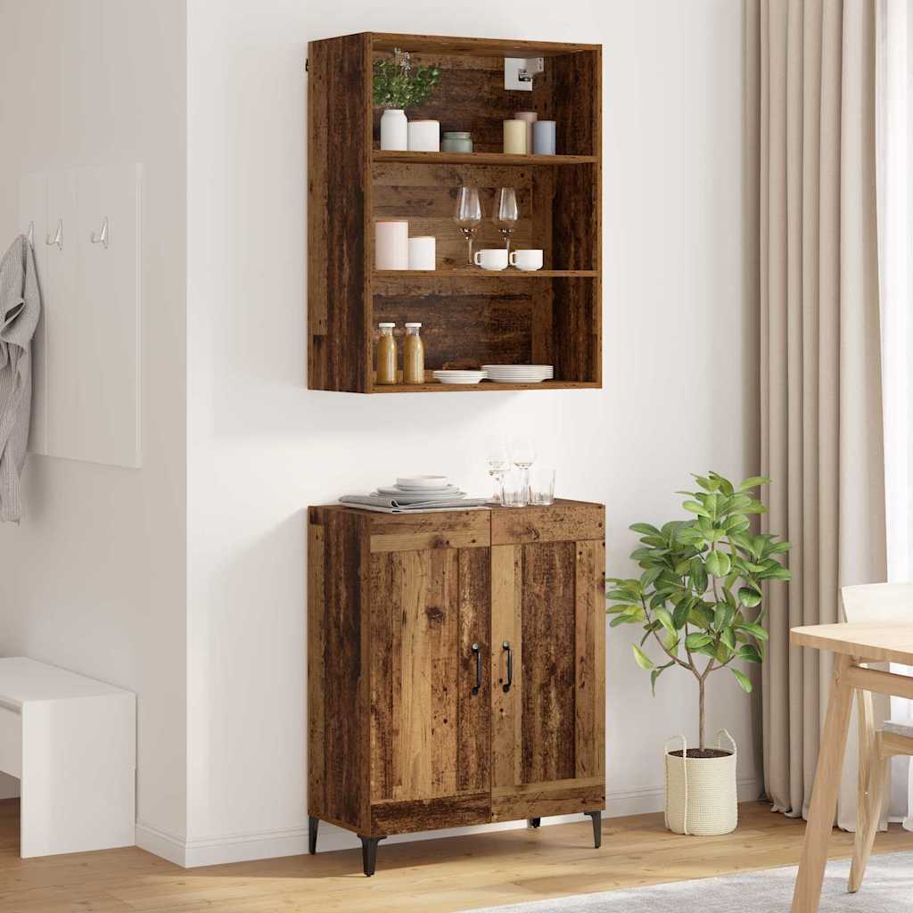 Highboard 2 pcs Gammelt træ Konstrueret træ