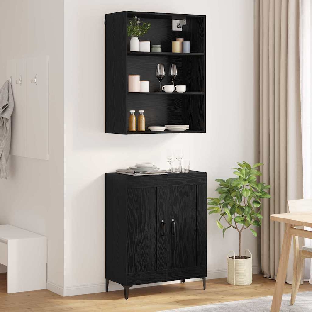 Highboard 2 pcs Sort eg Konstrueret træ