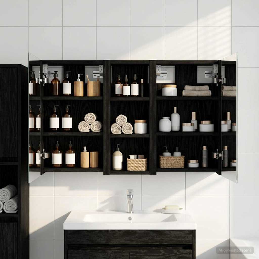 Badeværelsesskabsæt 3 stk. 80 x 10,5 x 50 cm Konstrueret træ