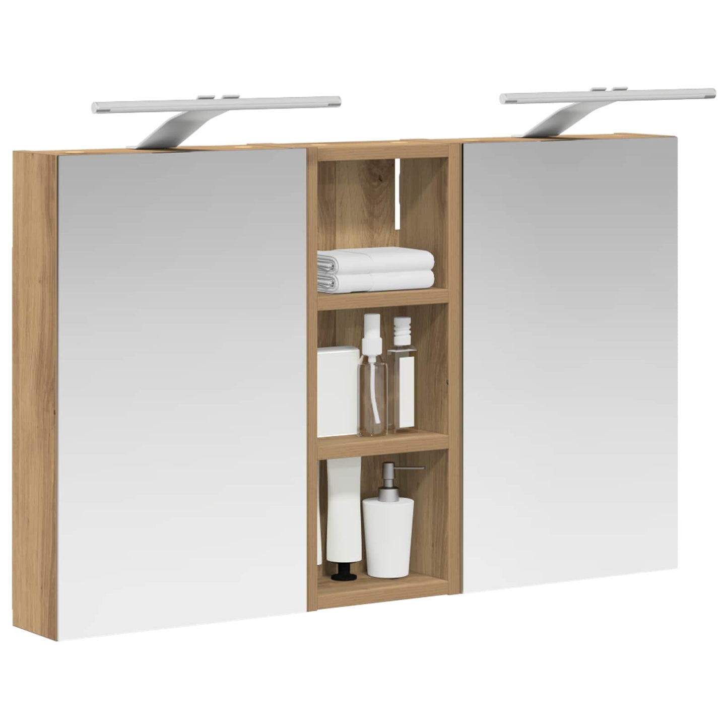 Badeværelsesskabsæt 3 stk. 80 x 10,5 x 50 cm Konstrueret træ