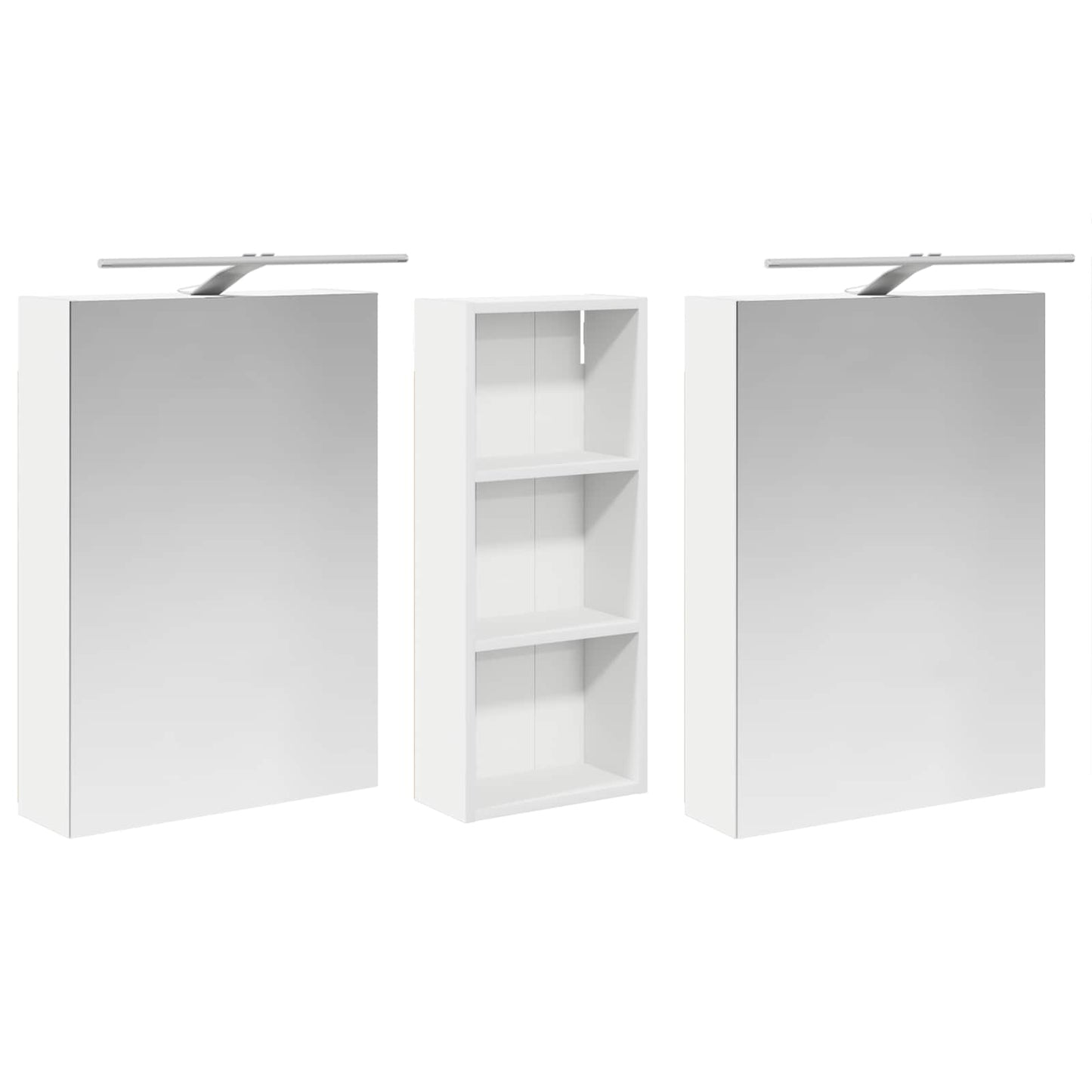 Badeværelsesskabsæt 3 stk. 130 x 14,5 x 70 cm Konstrueret træ