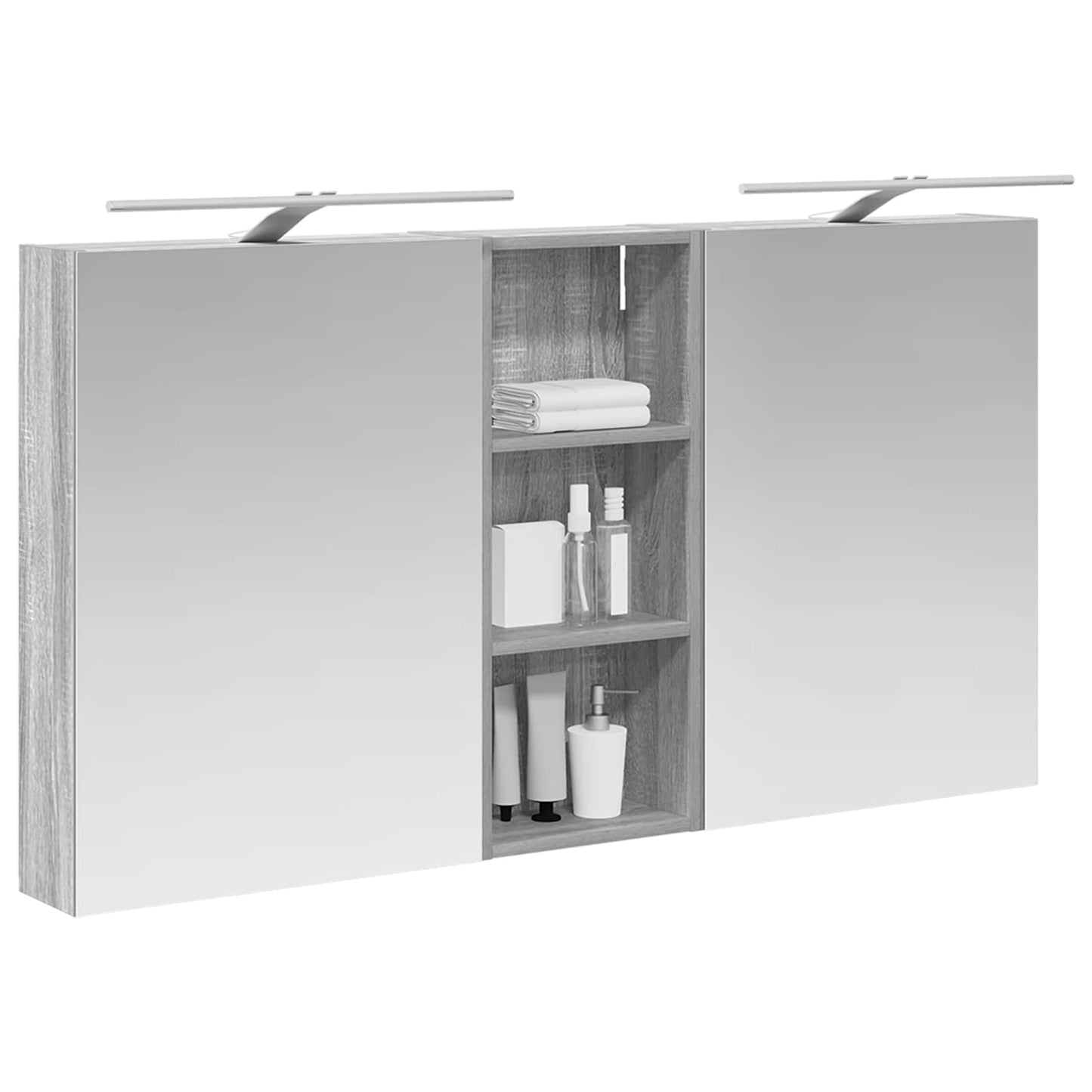 Badeværelsesskabsæt 3 stk. 130 x 14,5 x 70 cm Konstrueret træ