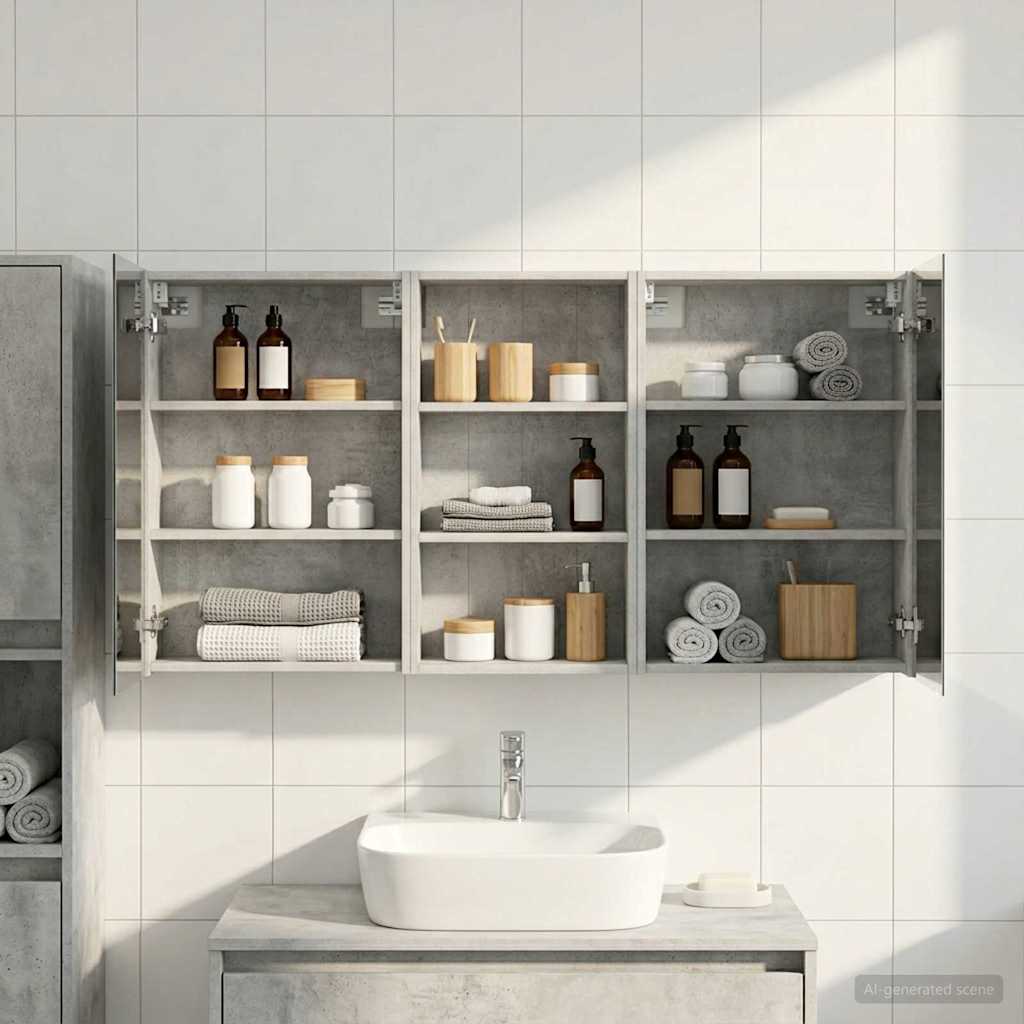 Badeværelsesskabsæt 3 stk. 140 x 14,5 x 70 cm Konstrueret træ