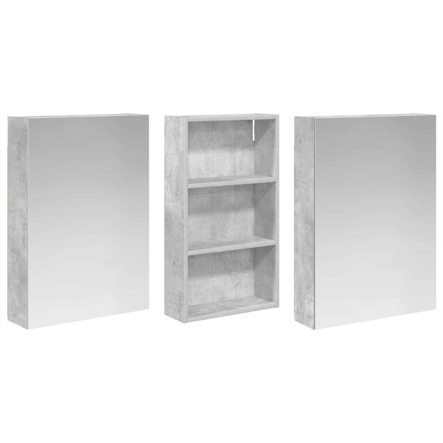 Badeværelsesskabsæt 3 stk. 140 x 14,5 x 70 cm Konstrueret træ