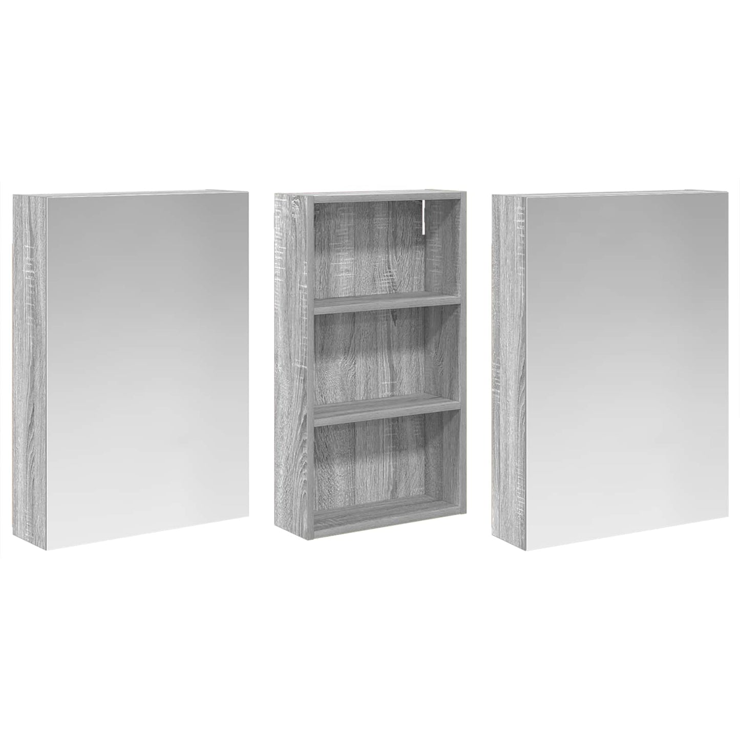 Badeværelsesskabsæt 3 stk. 140 x 14,5 x 70 cm Konstrueret træ