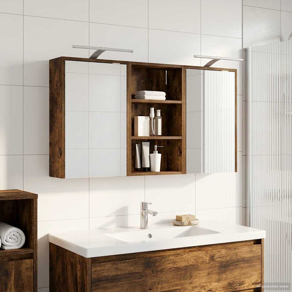 Badeværelsesskabsæt 3 stk. 126 x 16 x 62.5 cm Konstrueret træ