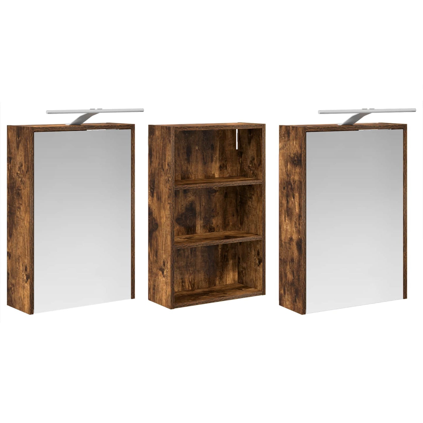 Badeværelsesskabsæt 3 stk. 126 x 16 x 62.5 cm Konstrueret træ