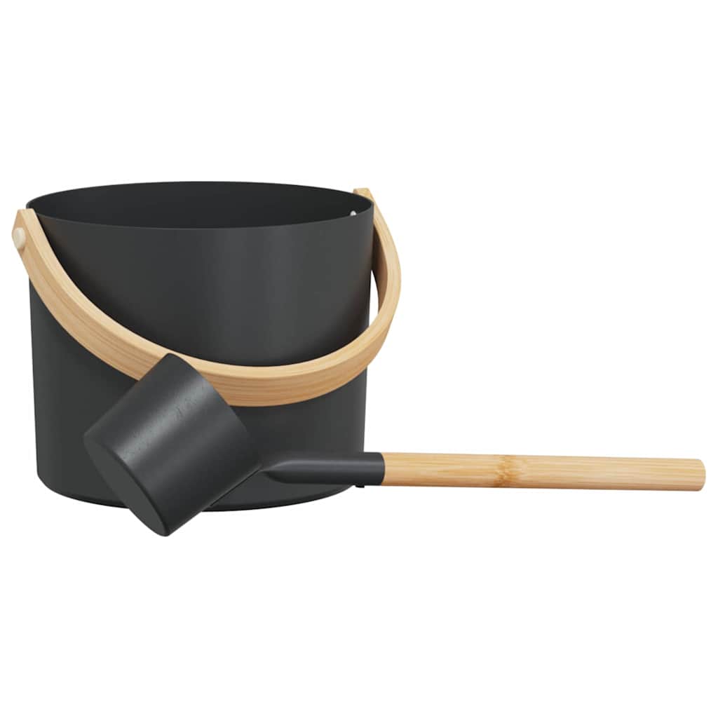 Sauna tilbehørs sæt 2 pcs Sort Aluminium og massivt fyrretræ billede