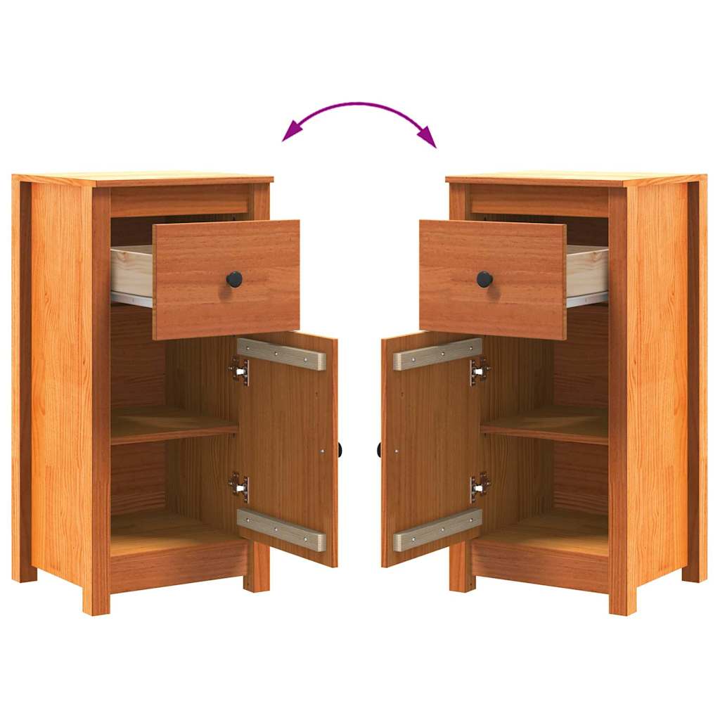 Sideboard 2 pcs Voks brun 39 x 34,5 x 80 cm Massiv fyrretræ
