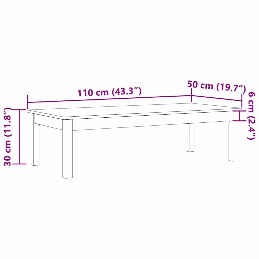 Sofabord Max Brun 110 x 50 x 30 cm Massiv fyrretræ