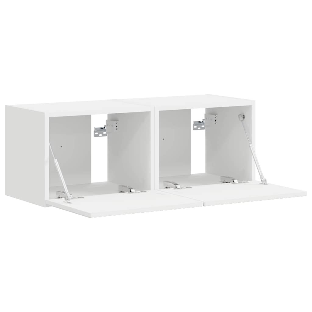 TV vægskab 2 pcs Hvid 39 x 31 x 29,5 cm Konstrueret træ