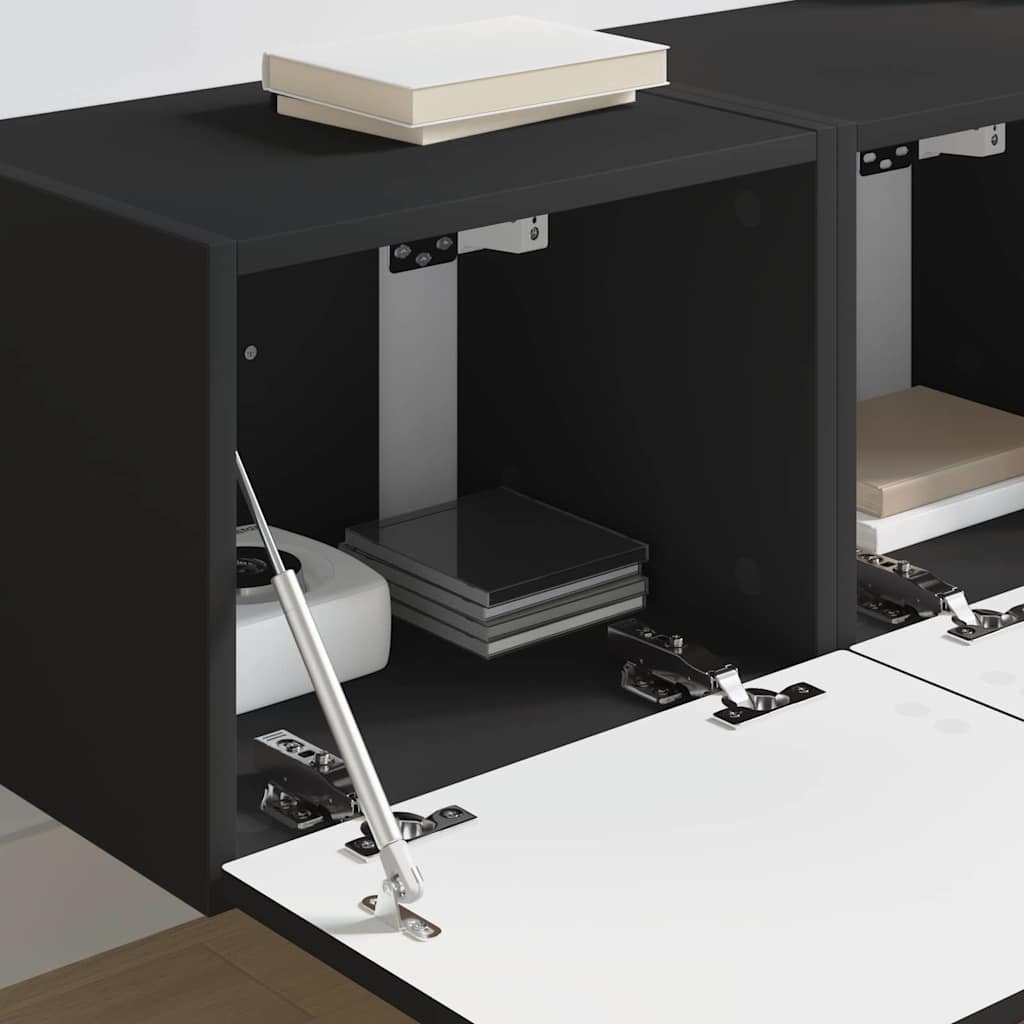 TV vægskab 2 pcs Sort 39 x 31 x 29,5 cm Konstrueret træ
